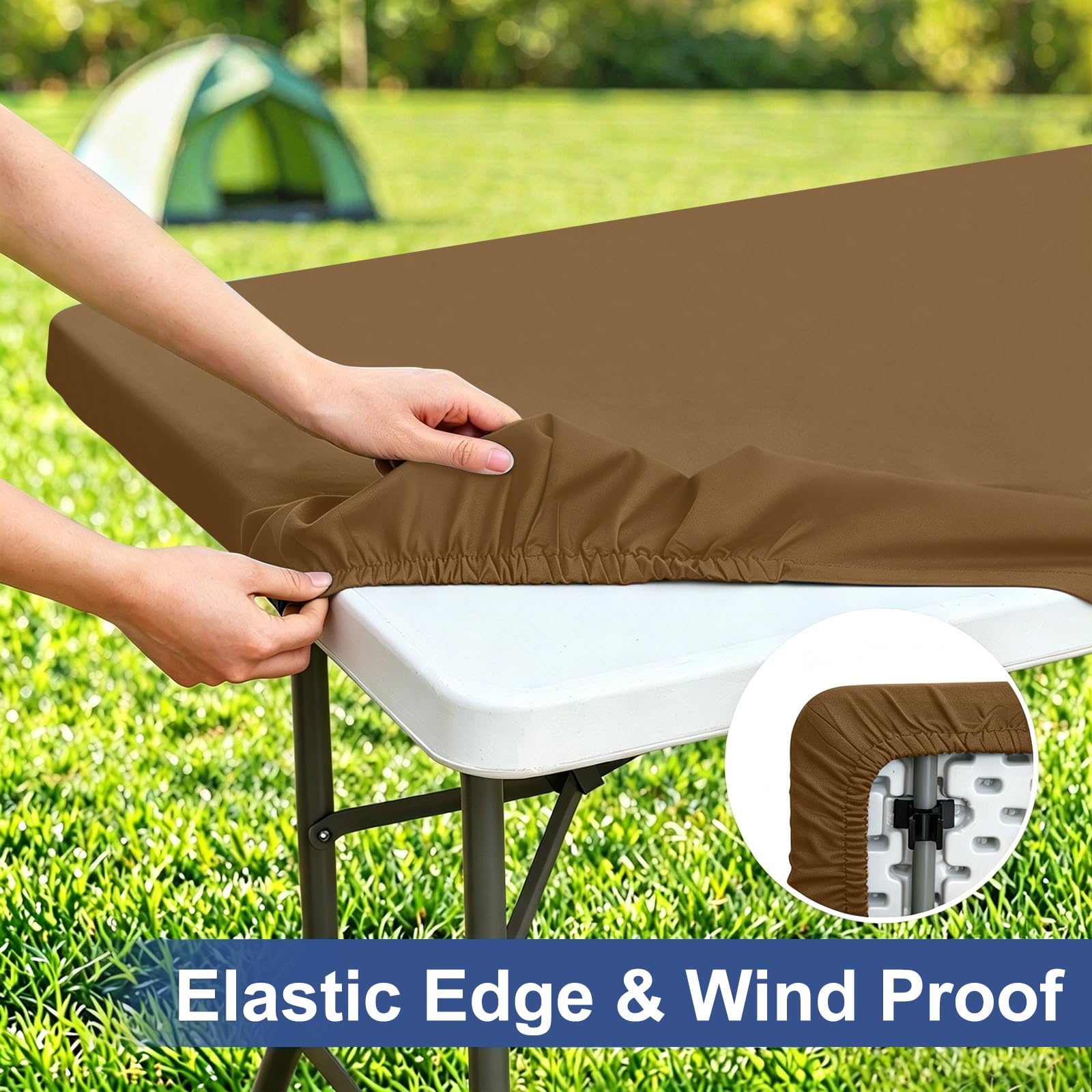 homing Rectangle Table Cloth Cover 6 Foot Brown Elastic Fitted Tablecloth