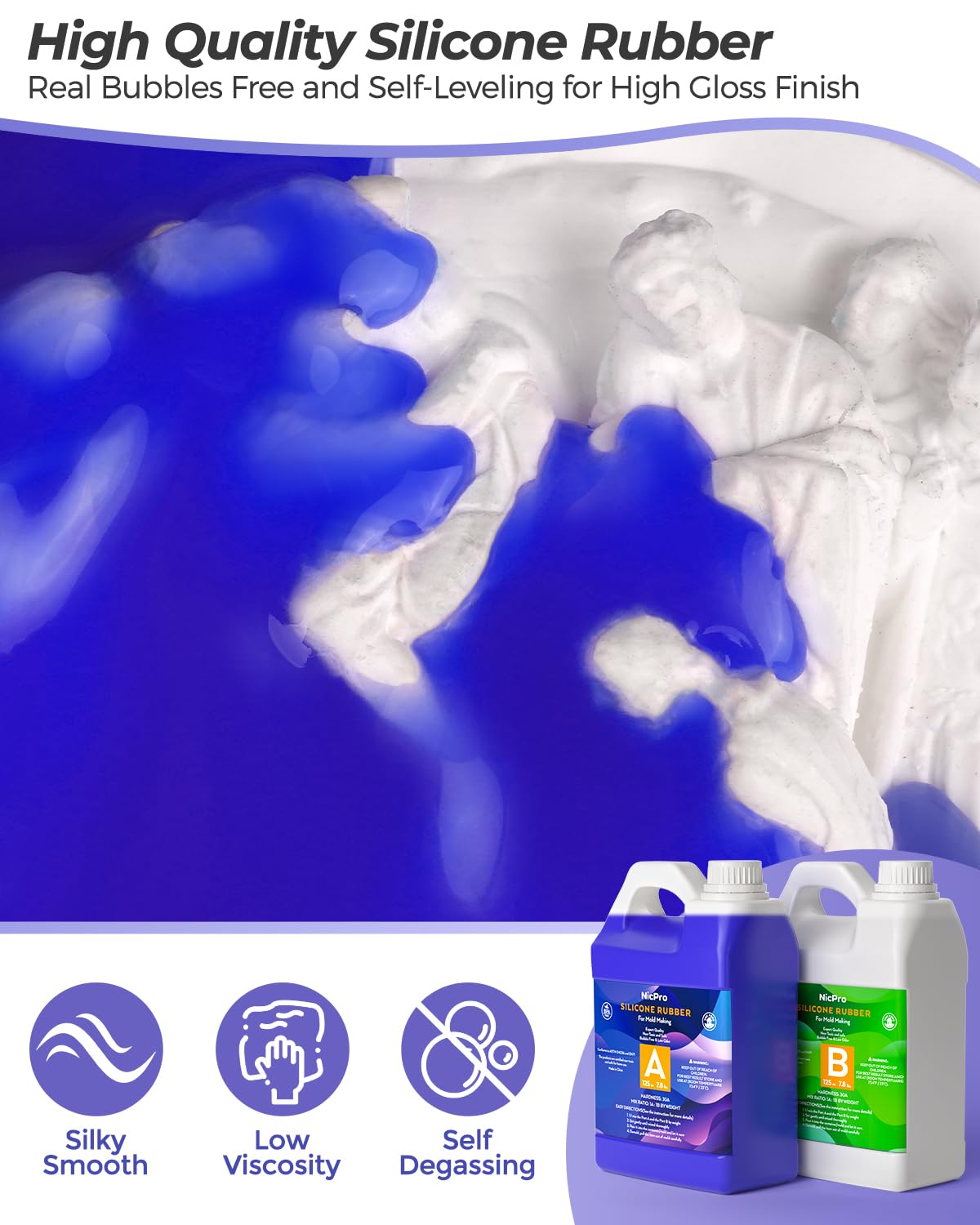 Nicpro 250oz Silicone Mold Making Kit 30A, Platinum Liquid Silicones Rubber