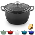ROSSALLINI Signature Enameled Cast Iron Dutch Oven, Non-Stick Serving Pot with Tight Fitting Lid for Perfect Roasting, Baking, Sauteing, and Bread Making | 4.5Q (4.2L) - Oyster Grey
