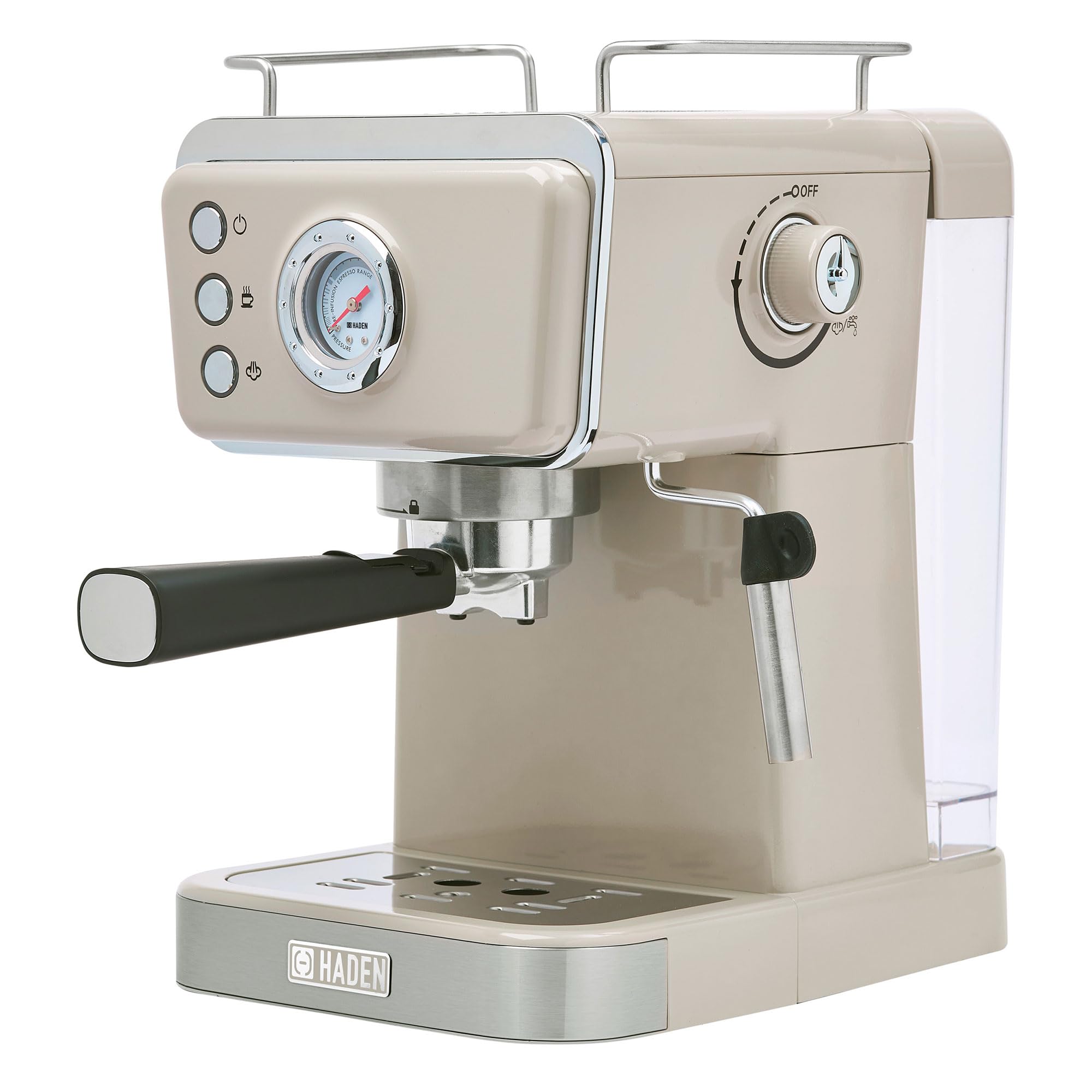 HADEN Barista Brew Espresso Coffee Machine, Stainless Steel Espresso Maker with Milk Frother and Steamer Function and 1.5L Water Tank, Putty & Copper