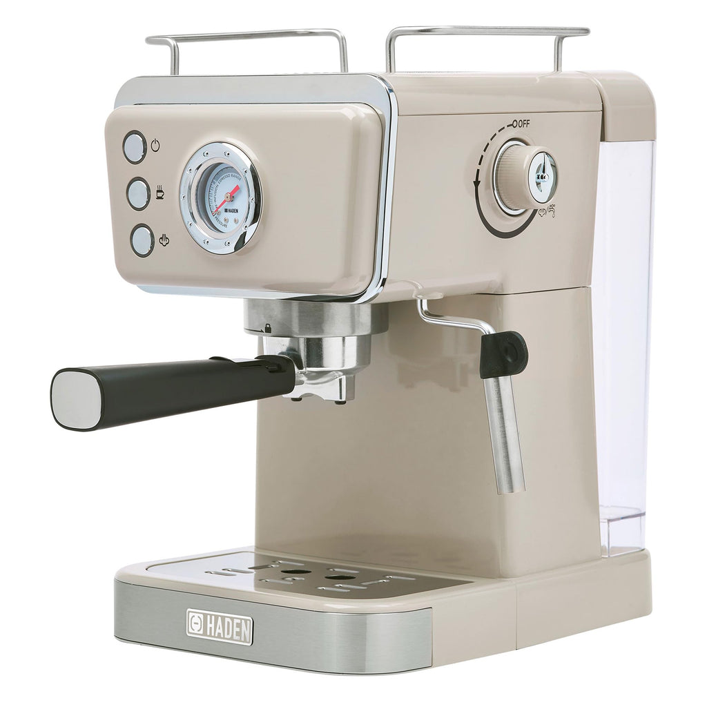 HADEN Barista Brew Espresso Coffee Machine, Stainless Steel Espresso Maker with Milk Frother and Steamer Function and 1.5L Water Tank, Putty & Copper