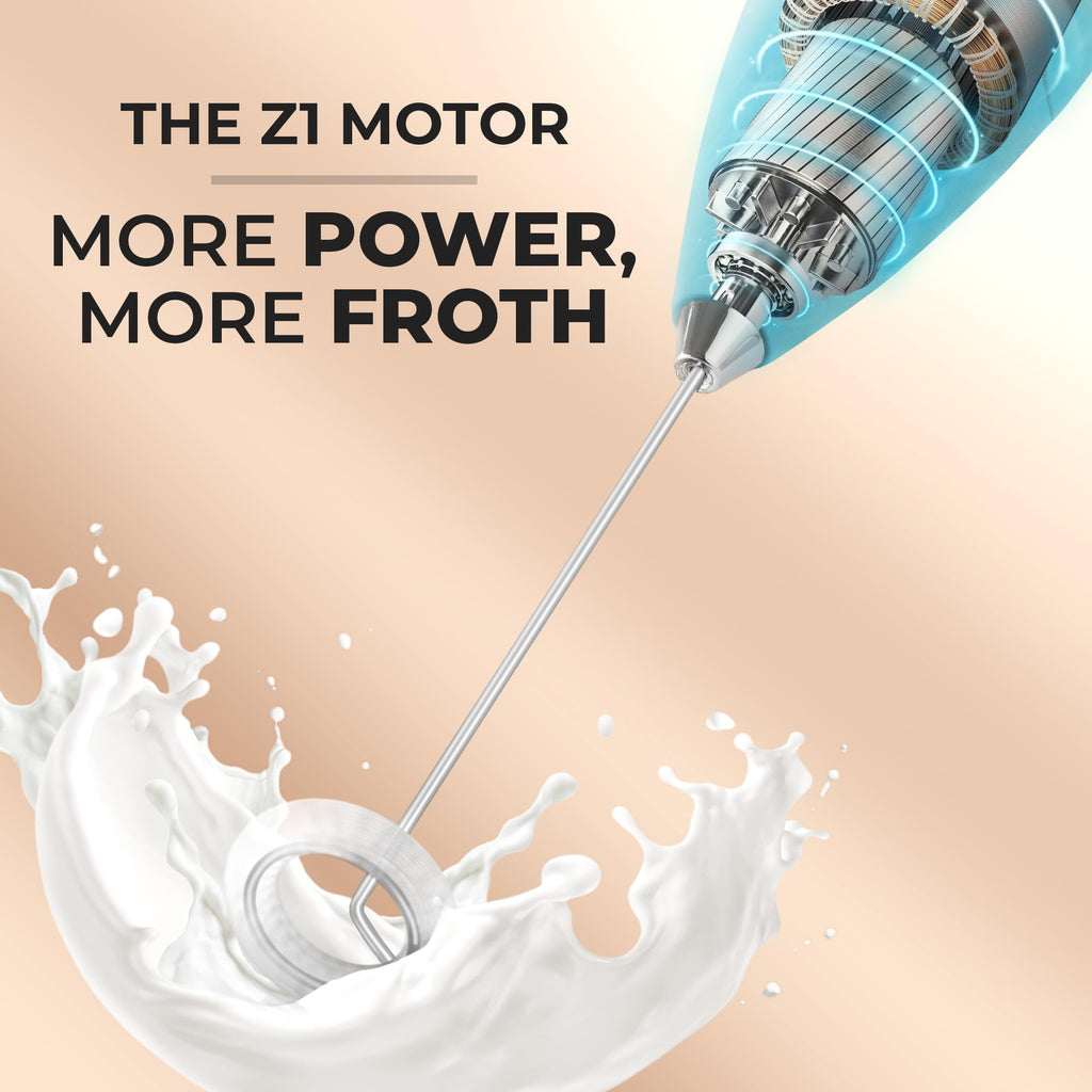 Zulay Kitchen Powerful Milk Frother Wand With Duracell Batteries - Ultra Fast Handheld Drink Mixer - Electric Whisk Foam Maker for Coffee, Lattes, Cappuccino & Matcha - Z1 Motor - Sunrise