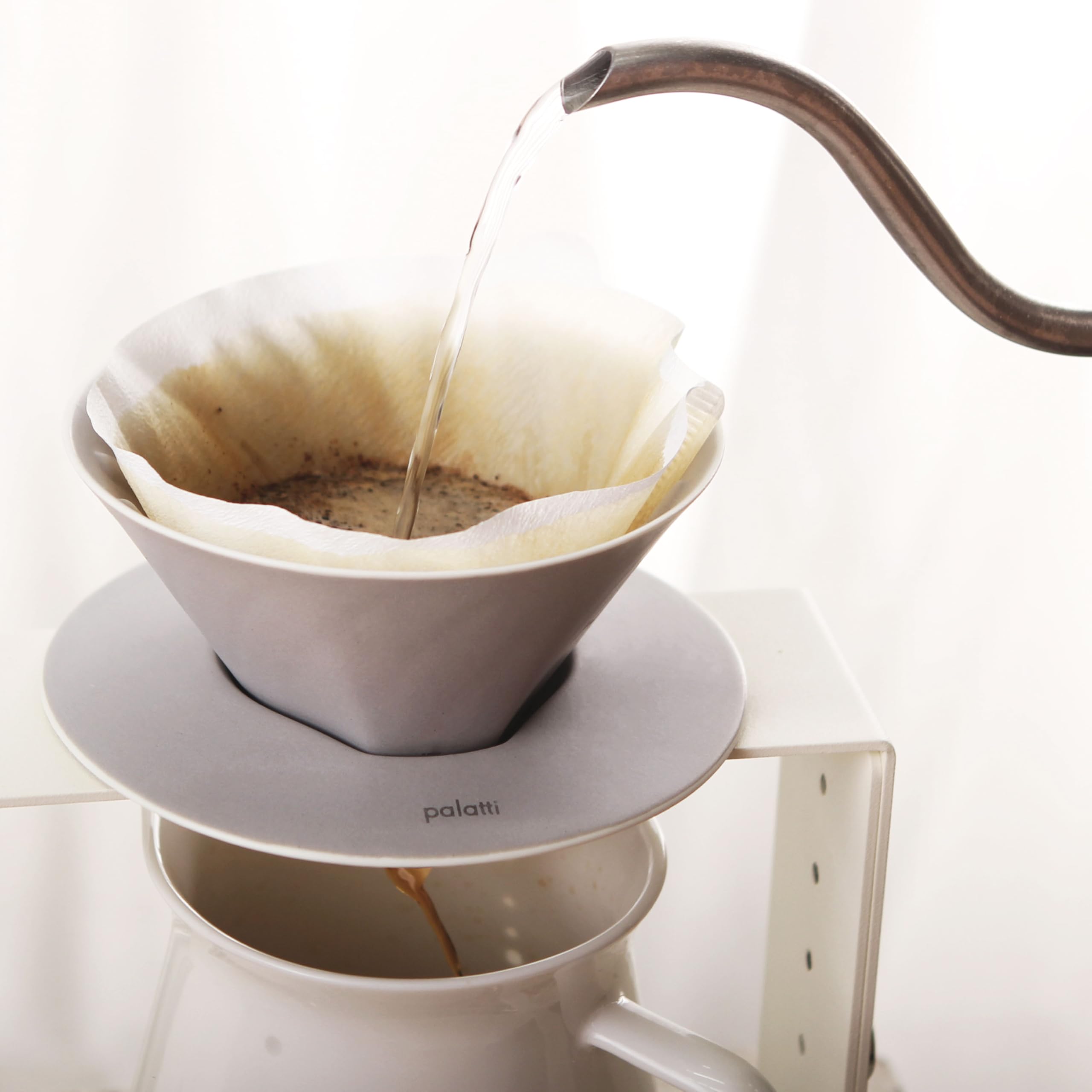 palatti Mist Porcelain Pour Over Coffee Dripper, Ceramic Pour Over Coffee Maker, Adapt to Conical 60 Degree Styles Cone Filters, Faster Flow Rate, Interchangeable Wall and Base, 1-4 cups