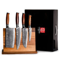 YARENH Knife Set with Magnetic Block 5 Piece, Professional Kitchen Knife Set, 73 Layers Damascus High Carbon Stainless Steel, Natural Sandalwood Handle, Sharp Chef Knife