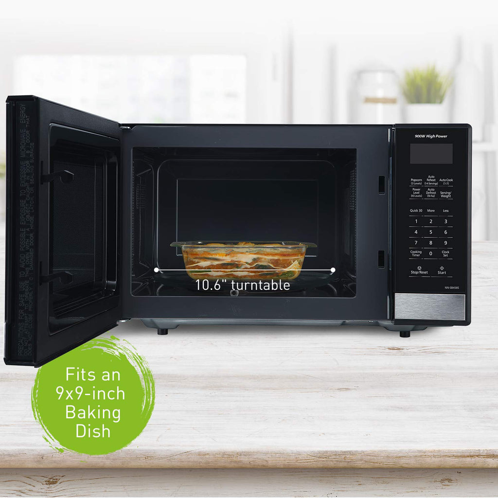 Panasonic NN-SB458S Compact Microwave Oven, 0.9 cu.ft., Stainless Steel/Silver