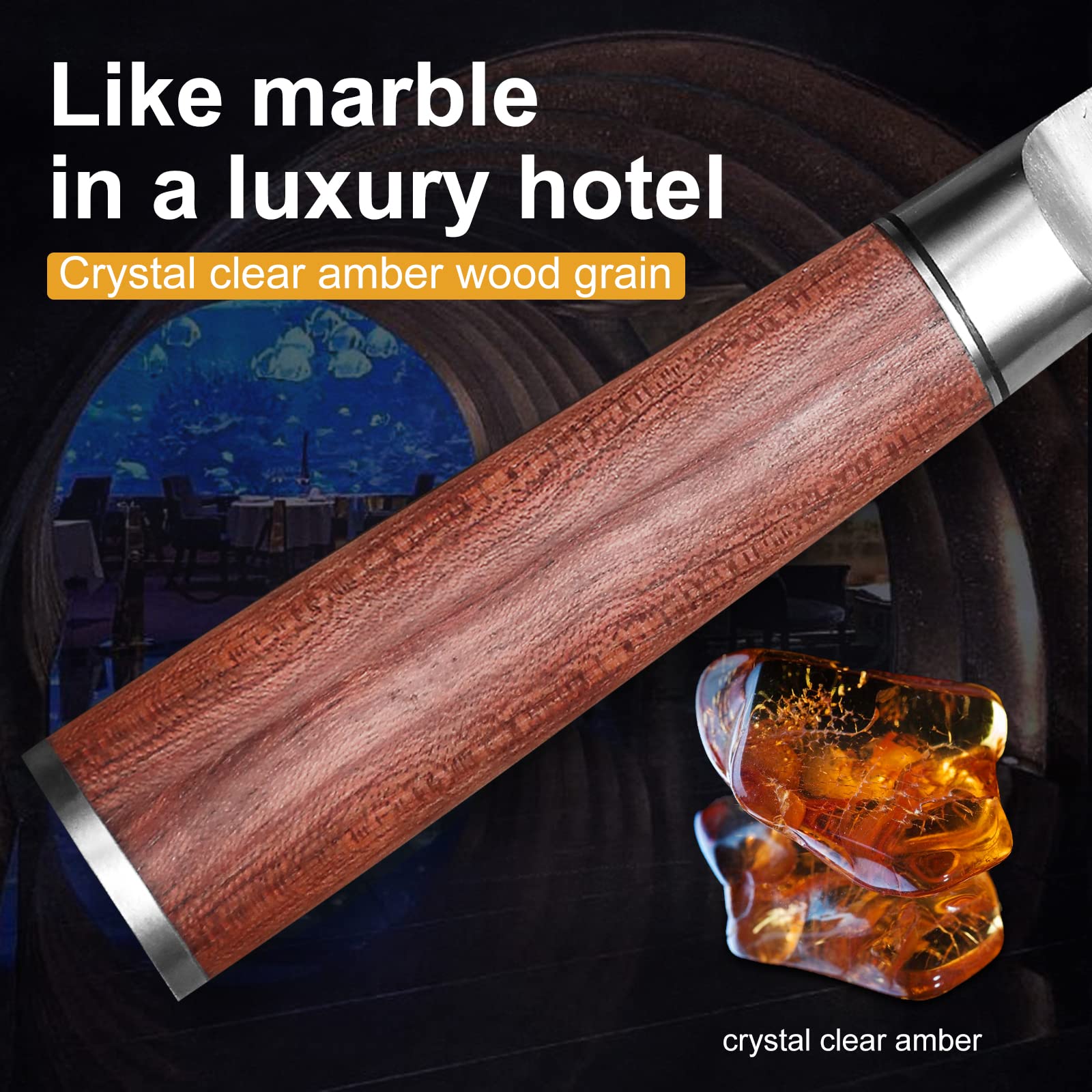 Ink Plums 8 inch Kitchen Chef's Knife, German High Carbon Stainless Steel Sharp Knife, Professional Meat Knife with Brazilian Rosewood Handle and Gift Box for Family & Restaurant