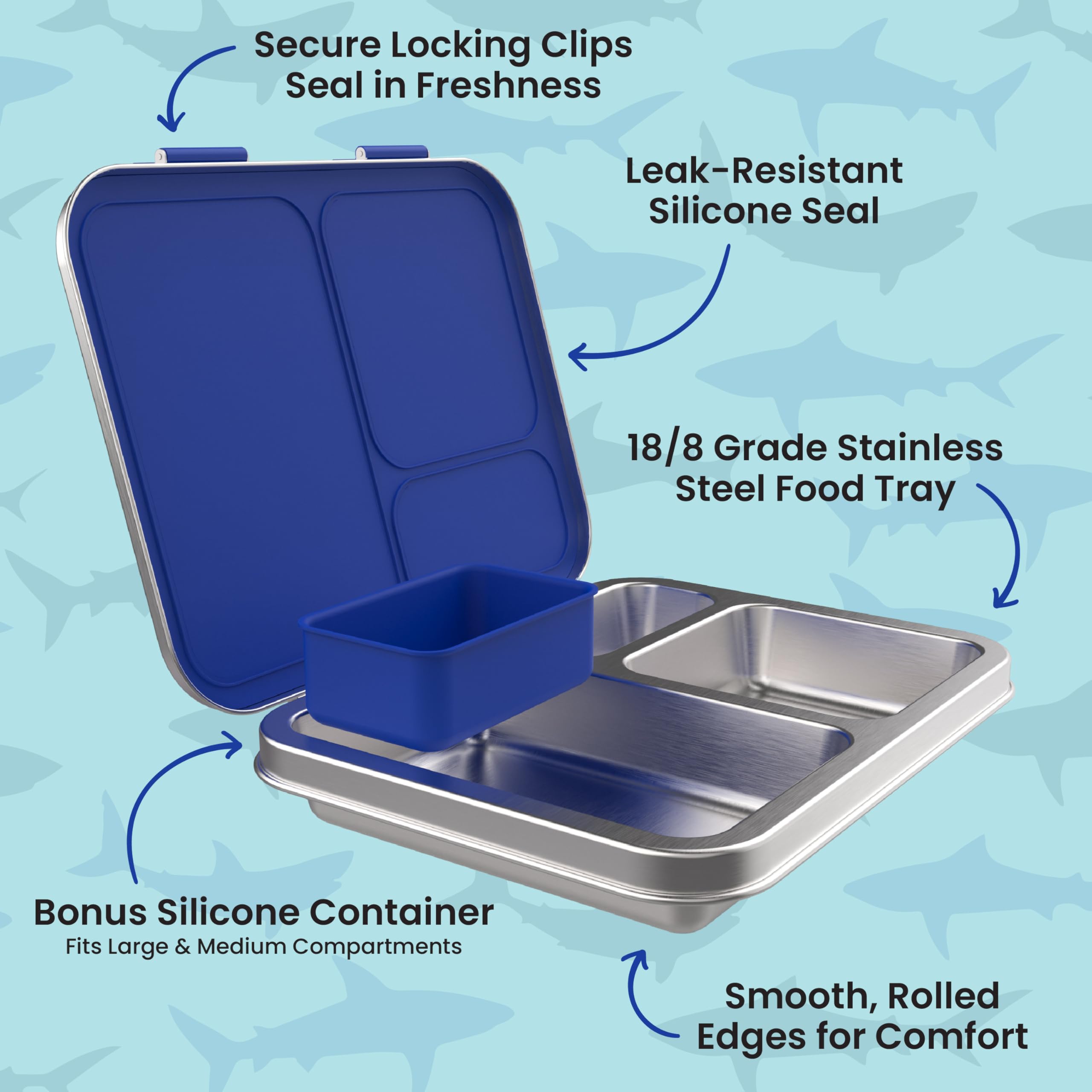 Bentgo Kids Prints Stainless Steel Leak-Resistant 3-Compartment Lunch Box