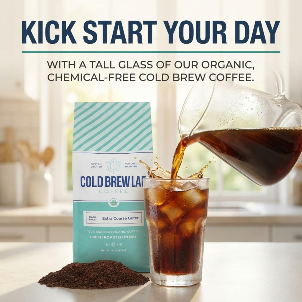 Cold Brew Organic Coarse Ground Coffee, Colombian Supremo, Dark Roast, Coarse Grind for Cold Brew Coffee & French Press,1 LB