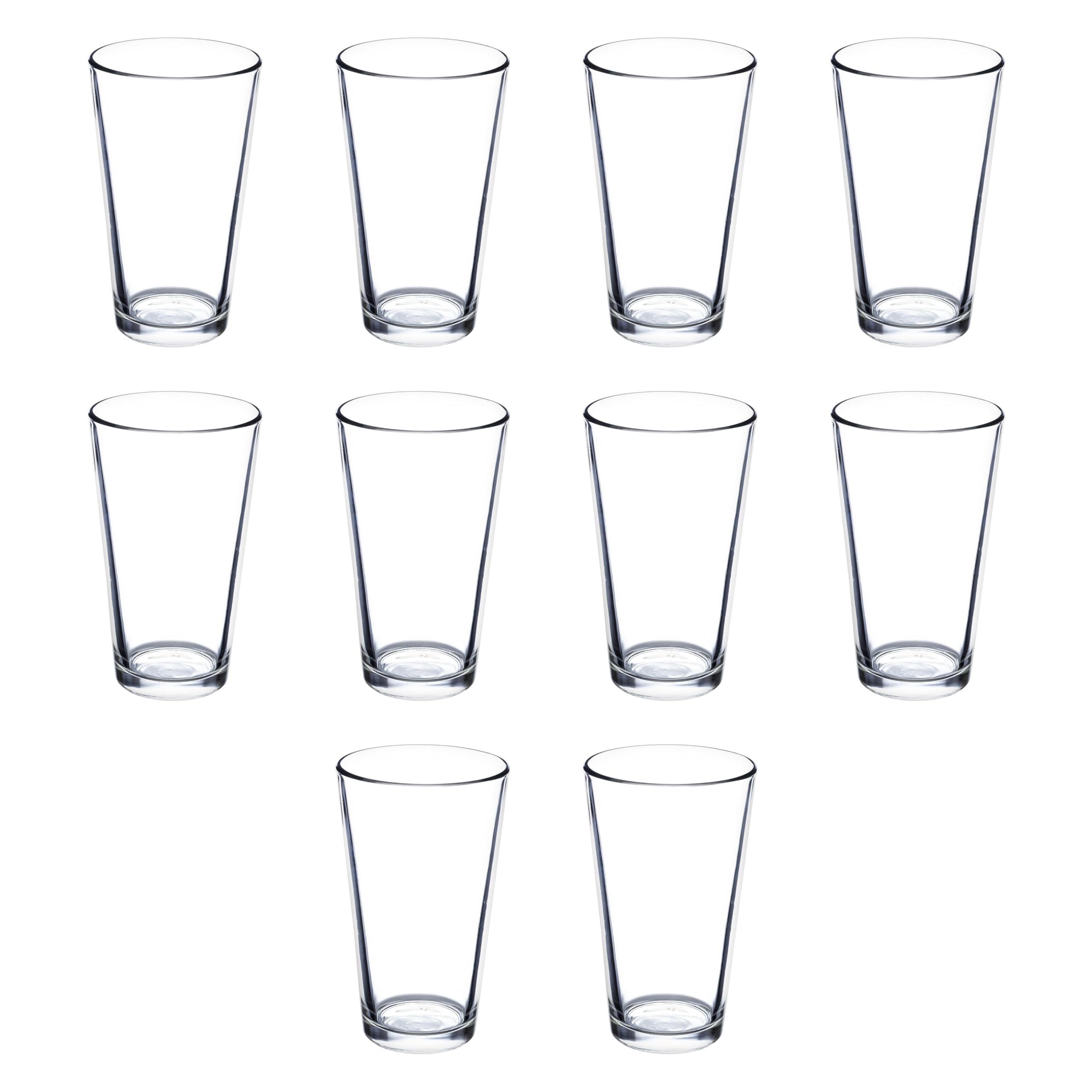 Libbey Pint Glass 16 oz. Set of 10, Bulk Pack - Beer Glasses, Heavy Duty Drinkware - Clear