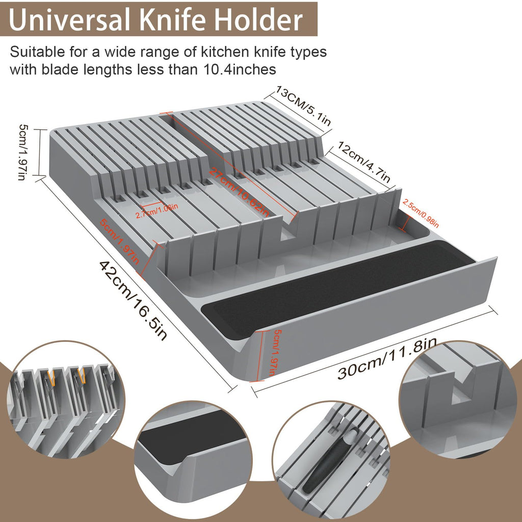 NIUXX Knife Drawer Organizer, Large Capacity In-Drawer Knife Block Set