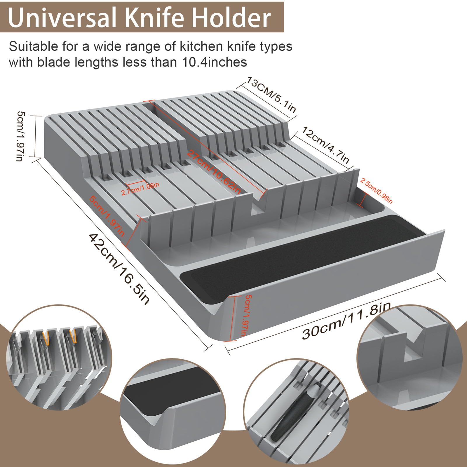 NIUXX Knife Drawer Organizer, Large Capacity In-Drawer Knife Block Set