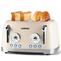CUSIMAX Toaster 4 Slice, Retro Toaster with Wide Slots for Bagels, Cream