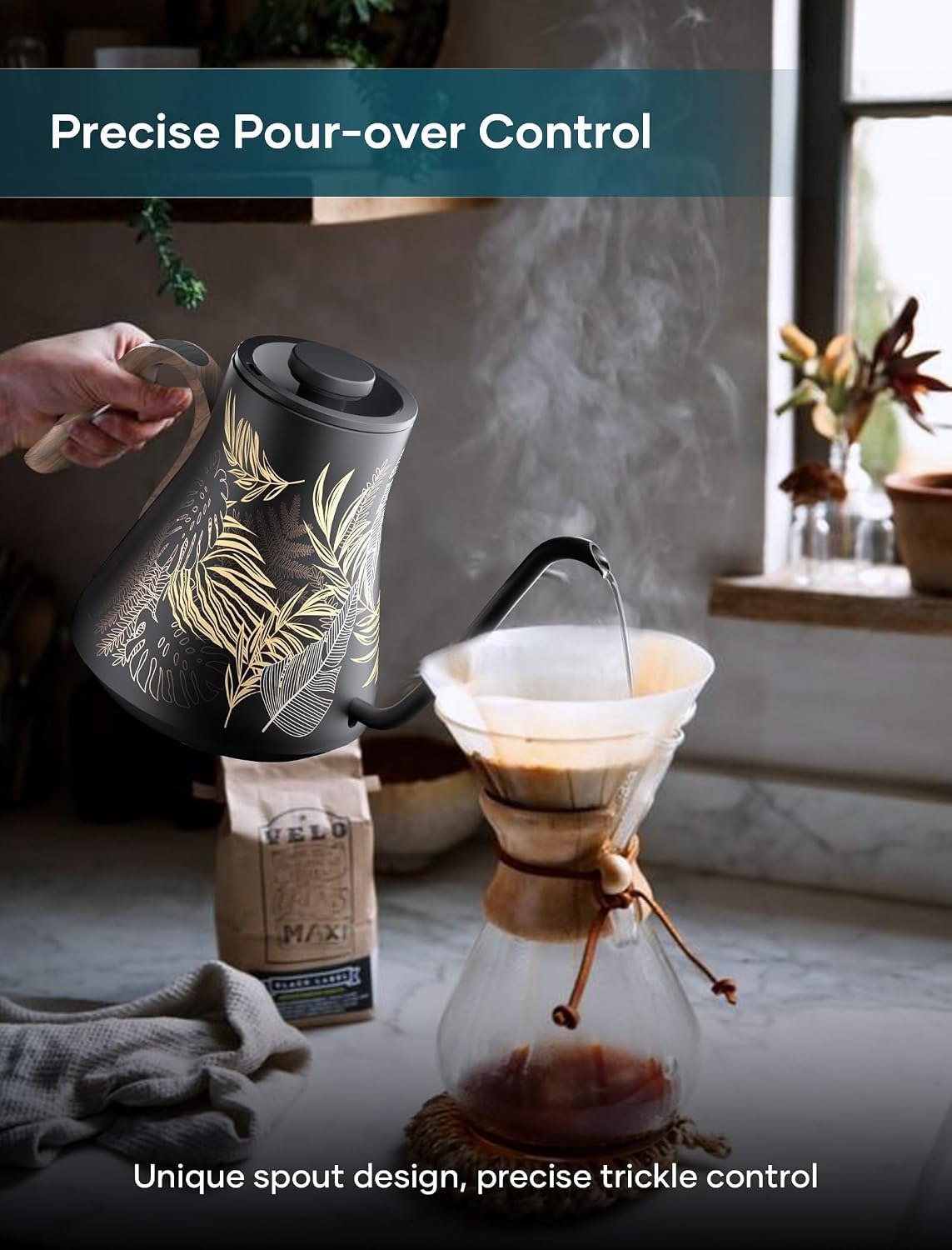 INTASTING Gooseneck Electric Kettle with ±1℉ Temperature Control 0.9 Liter