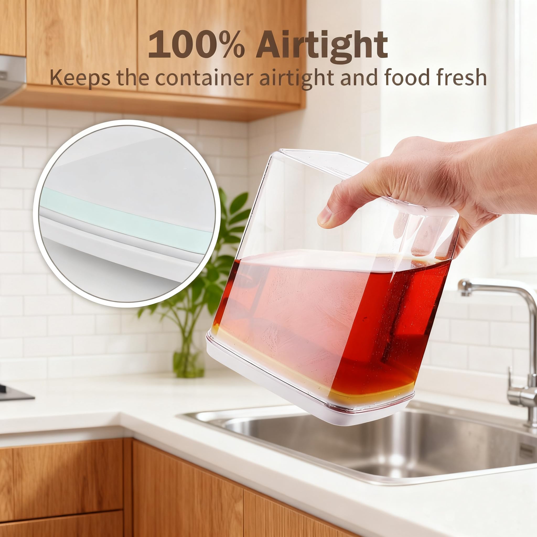 Hontent Pop Food Storage Containers Set Airtight Food Storage Containers with Pop Lids, Kitchen Pantry Organization and Storage, Cereal, Rice, Flour, Pasta & Snack Container, BPA Free, 3 x 1.2Qt