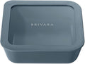 Ceramic Coated Glass Food Storage Container | No PTFE, PFOA, PFAS, and BPA | Reusable Non Toxic Meal Prep Container with Glass Lid | Easy To Store | 5 Cup Square [Dusk]