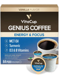 VitaCup Genius Vanilla Keto Medium Roast Coffee Pods, 64ct