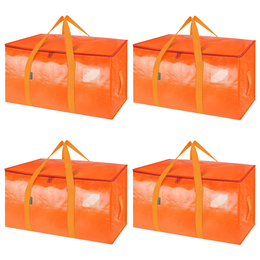 BALEINE 4-Pack Oversized Moving Bags with Reinforced Handles, Heavy-Duty Storage Tote for Clothes, Moving Supplies (Orangel, 4-Pack)