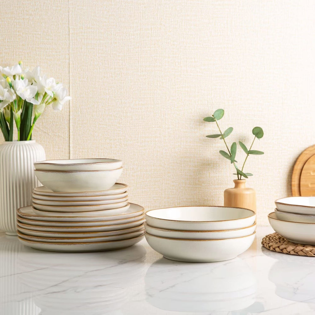 AmorArc Ceramic Dinnerware Sets for 8, 24Pcs Plates and Bowls Sets Dishes