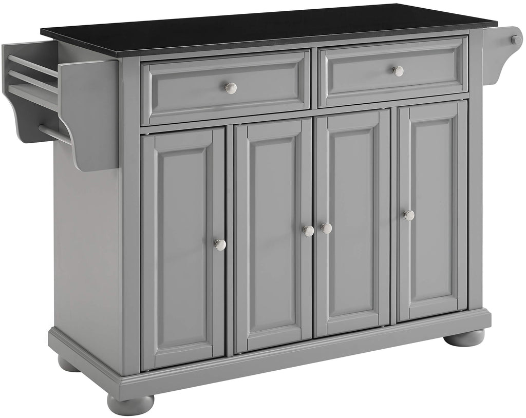 Crosley Furniture Alexandria Granite Top Rolling Kitchen Island Storage Cart, Microwave Stand, Spice Rack, Gray