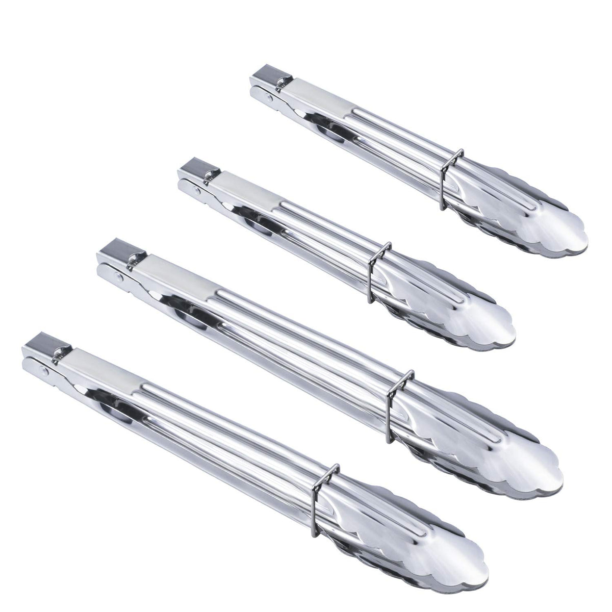 HINMAY 3PCS Stainless Steel Kitchen Tongs 7/9/12 Inch Cooking Tongs Set