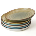 Sweese 10 Inch Porcelain Dinner Plates Set of 6 - Round Green Dishes for Main Courses, Salad, Microwave Dishwasher Safe