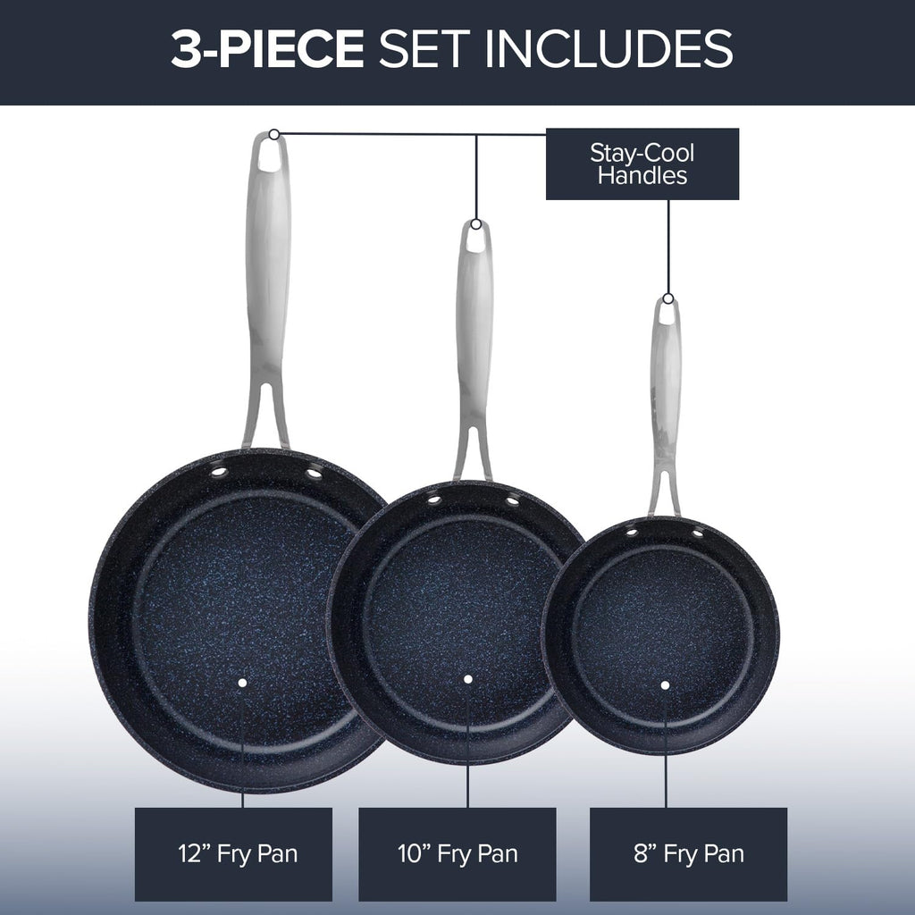 Nuwave 3-Piece Fry Pan Set, 8”, 10”, 12” Forged Lightweight