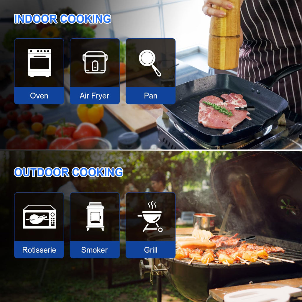 Wireless Meat Probe Thermometer with APP Control for BBQ Grill Smoker Oven
