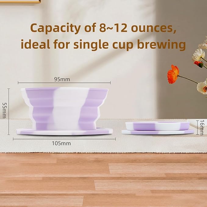 Paperless Travel Collapsible Pour Over Dripper Kit, Travel Pour Over Coffee Maker Camping, Collapsible Silicone Coffee Filter, Camping Coffee Pour Over, Single Cup Backpacking Coffee Maker