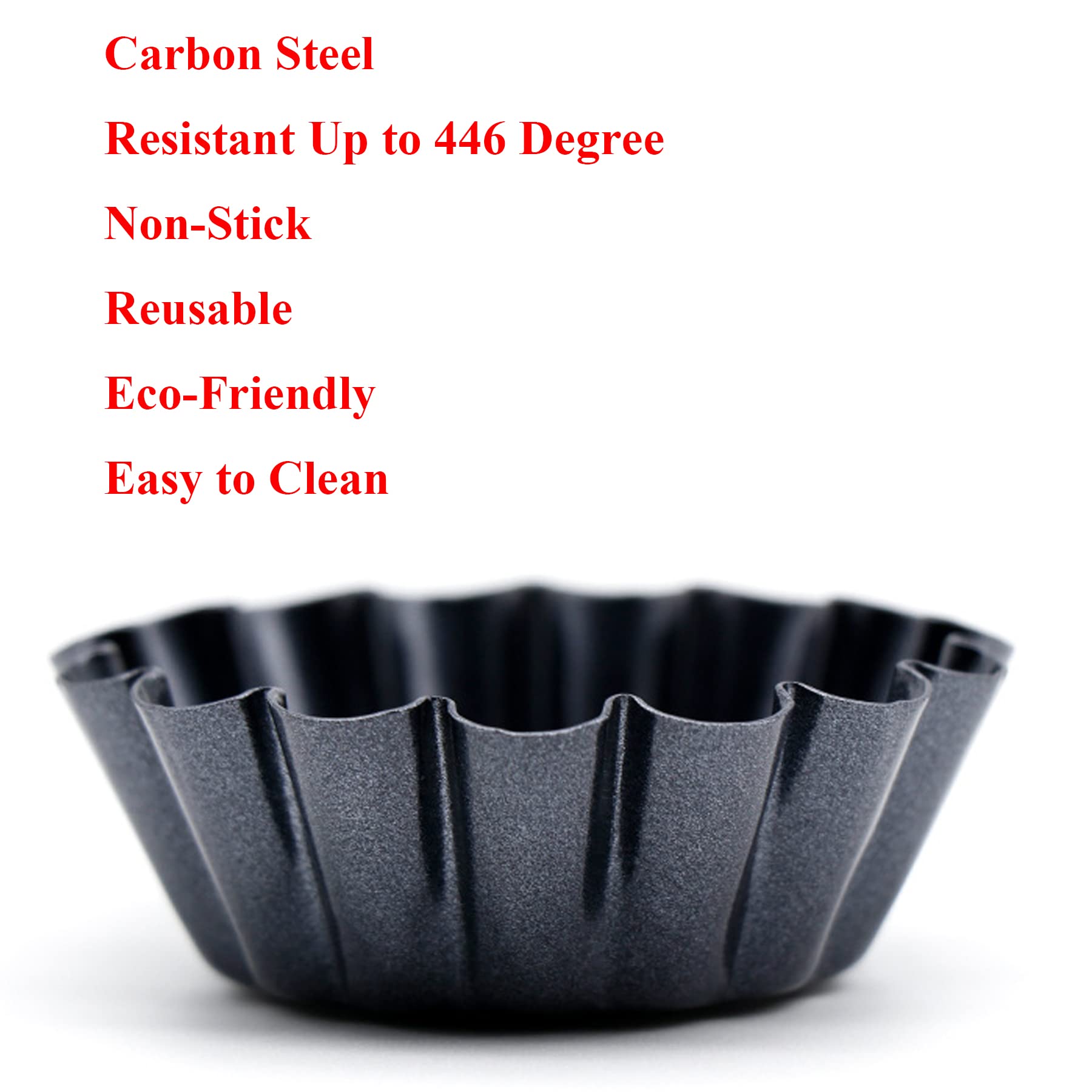 MGGi 12 Packs Egg Tart Mold, Bigger Size 3 x 0.9inch, Non-Stick Pan Carbon Steel Cake Molds, Mini Pie Mould, Muffin Cupcake Pudding Baking Cup Maker - for Pies, Chinese Egg Tart, Cakes