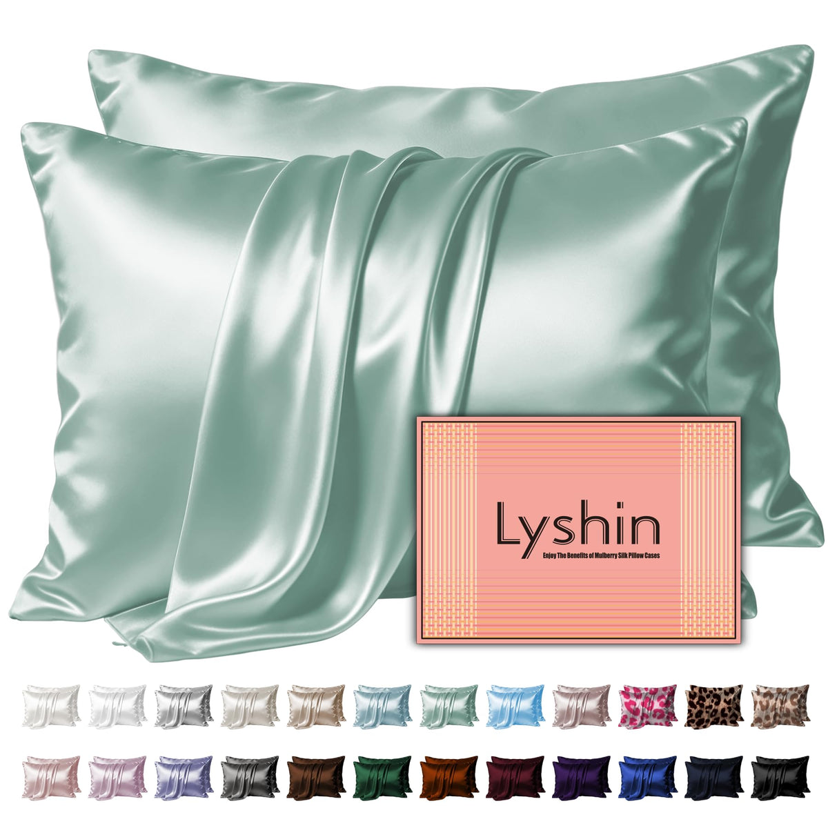 LYSHIN Silk Pillow Cases Standard Size with Hidden Zipper, Leopard