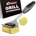 Grill Brush Bristle Free for Outdoor Grill, Steam Grill Cleaning Brush Replaceable BBQ Cleaner Brush Head,Extended Handle, Safe Grill Brush with Scraper for Cast Iron Stainless-Steel Grates,Black