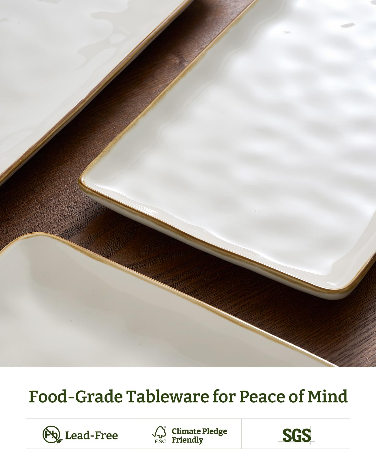 Famiware Serving Platters Set of 3 Sizes - Rectangular, Vanilla White