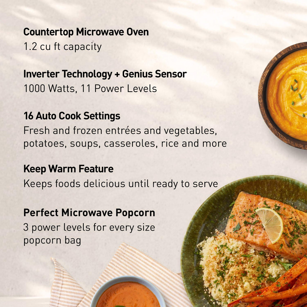 Panasonic NN-SN68KS Compact Microwave Oven with 1200W Power, Sensor Cooking, Popcorn Button, Quick 30Sec & Turbo Defrost, 1.2 cu.ft, Stainless Steel