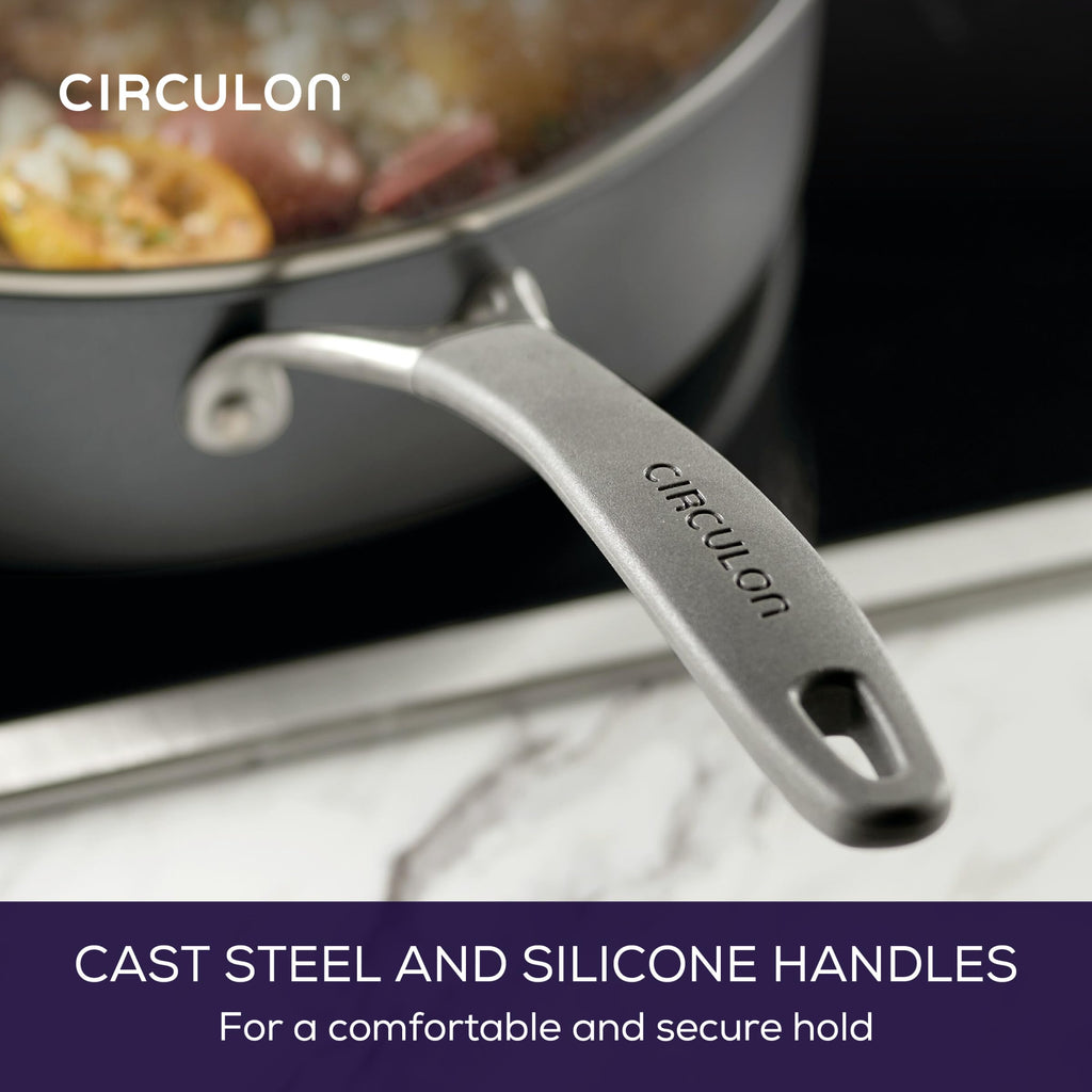 Circulon A1 Series with ScratchDefense Nonstick Induction Cookware, Large Saute Pan with Lid, Nonstick Pan, 5-Quart, Graphite