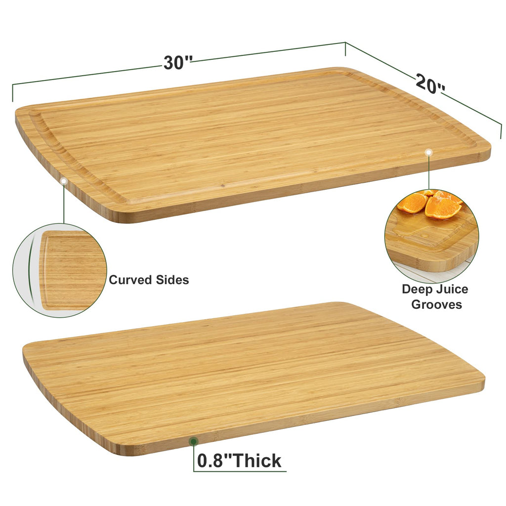 GAOMON 30" Extra Large Bamboo Cutting Board, Huge Wood Cutting Boards for Stove Top to Add Counter Space, Noodle Boards, Over the Sink Chopping Board, Carving Board for Turkey Meat Vegetables Cheese