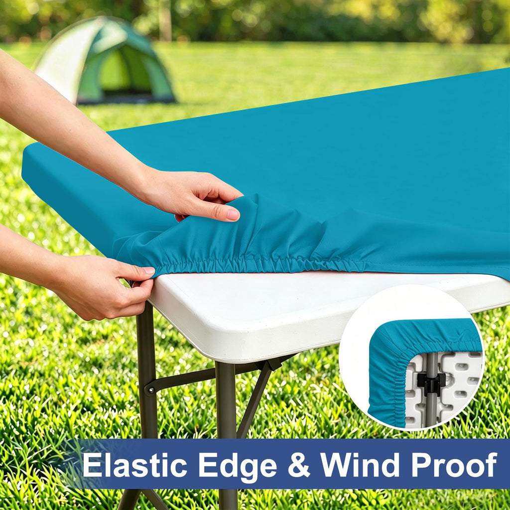 homing Rectangle Table Cloth Cover 5 Foot Teal Elastic Fitted Tablecloth