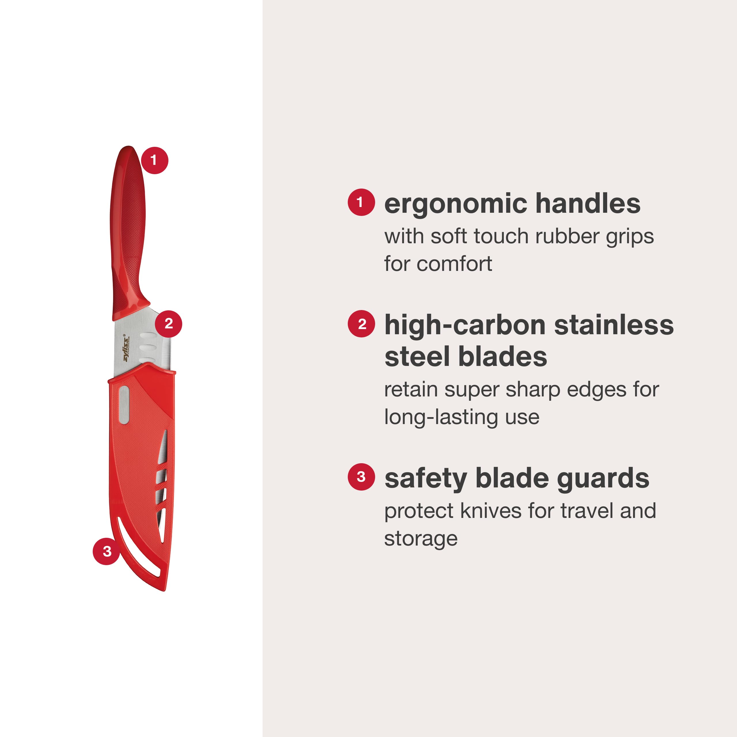 ZYLISS 2 Piece Santoku Knife Set with Sheath Covers, Stainless Steel