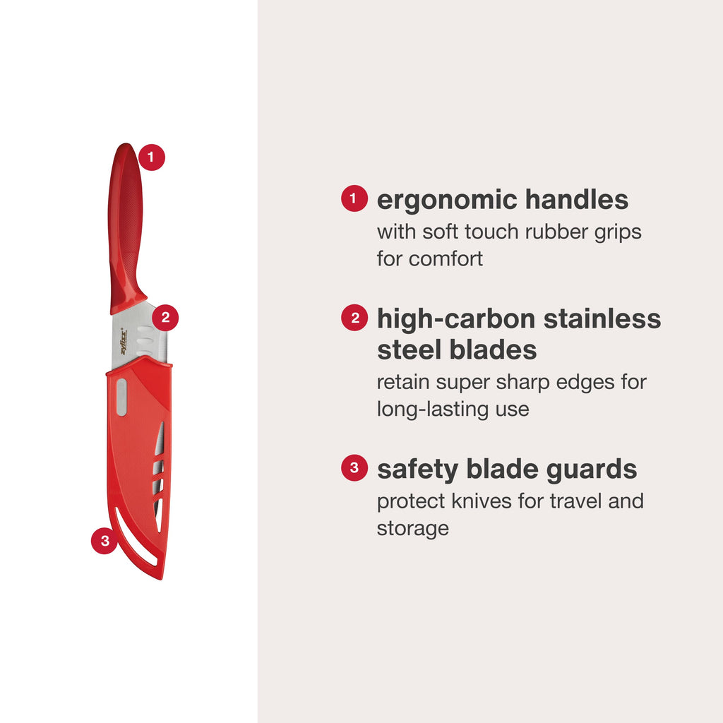 ZYLISS 2 Piece Santoku Knife Set with Sheath Covers, Stainless Steel