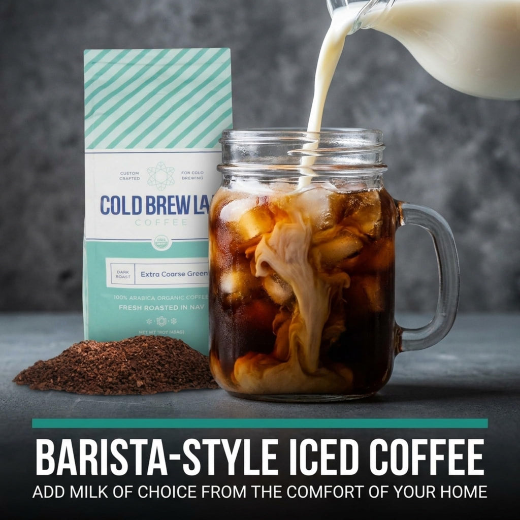 Cold Brew Organic Coarse Ground Coffee, Colombian Supremo, Dark Roast, Coarse Grind for Cold Brew Coffee & French Press,1 LB