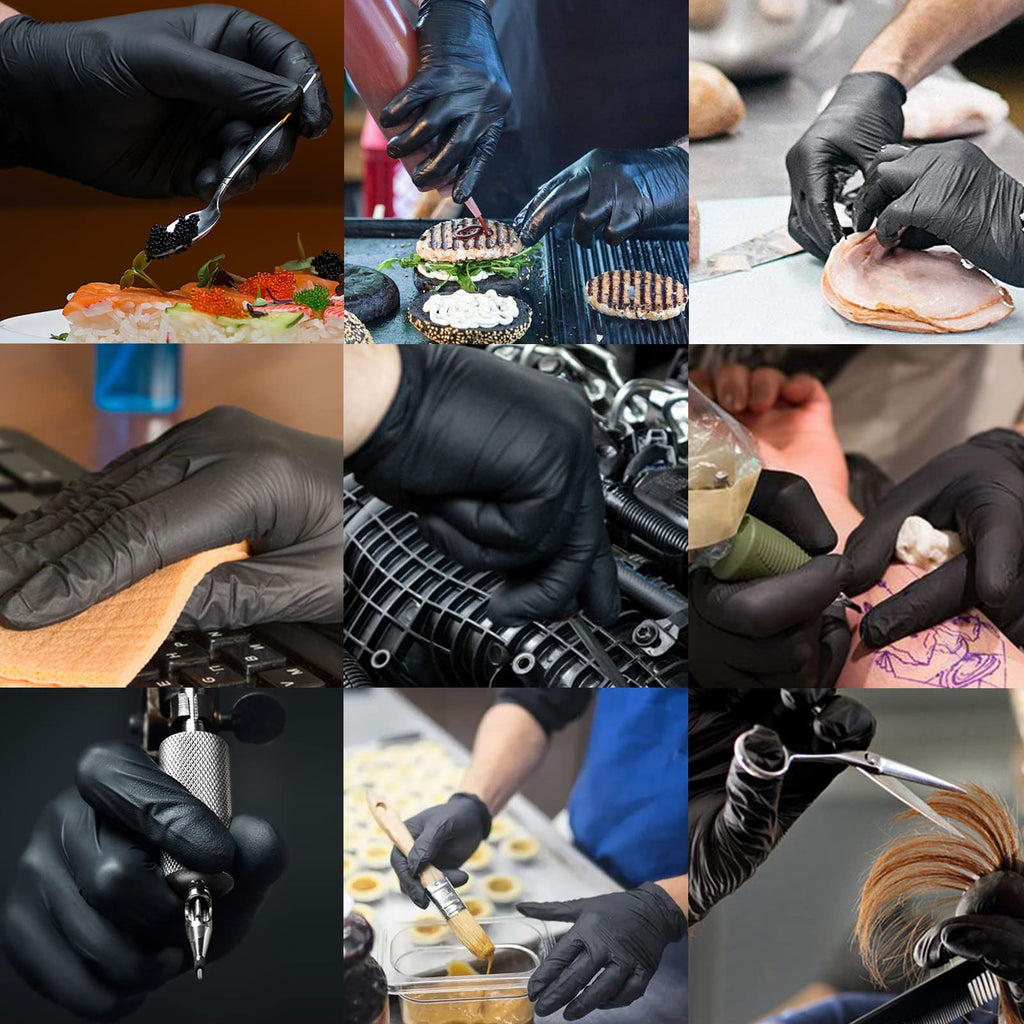 Dr.GreenPanda Black Nitrile Exam Gloves Large 1000pcs 3mil Food Safe
