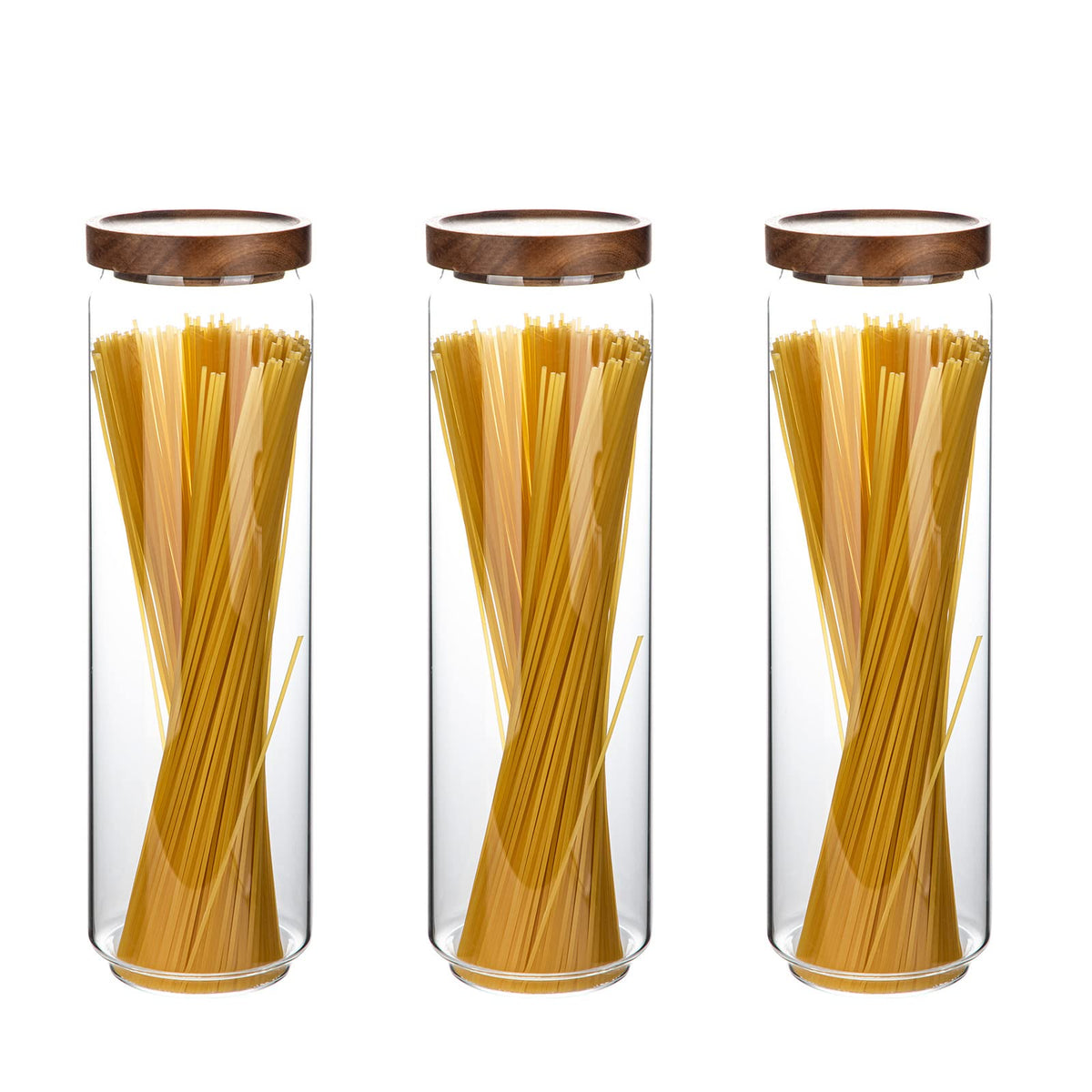 Homtop 15 OZ Glass Jars with Airtight Acacia Wood Lids, 4 PCS