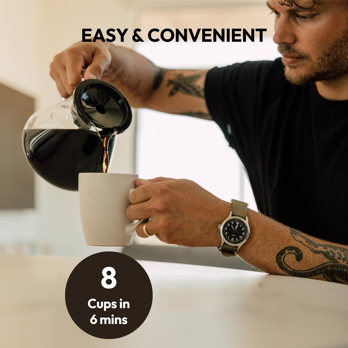 SimplyGoodCoffee Coffee Maker/Coffee Machine. 8 Cup Automatic Drip Pour Over Coffee Brewer. Easy To Use, Durable Stainless, Gold Cup Standard