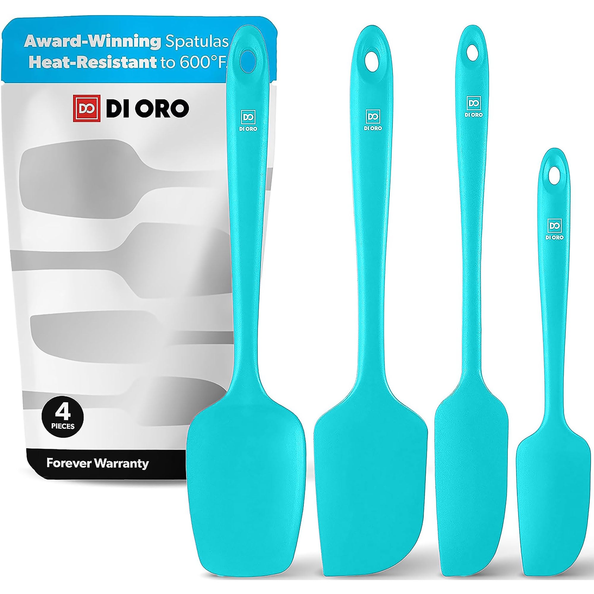 DI ORO Silicone Spatula Set - 600F Heat Resistant, 4-Pc Teal