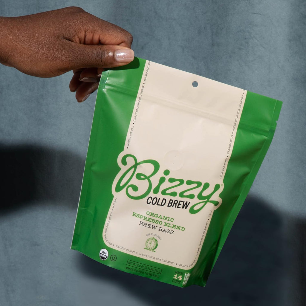 Bizzy Organic Cold Brew Coffee, Espresso Blend, Brew Bags, 4 ct