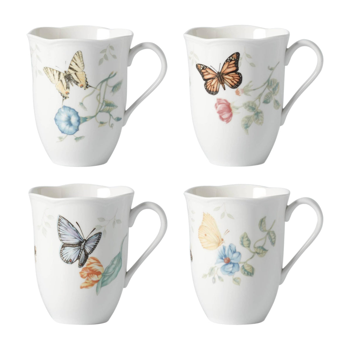 Lenox Butterfly Meadow Porcelain Mug Set for 4, 12oz