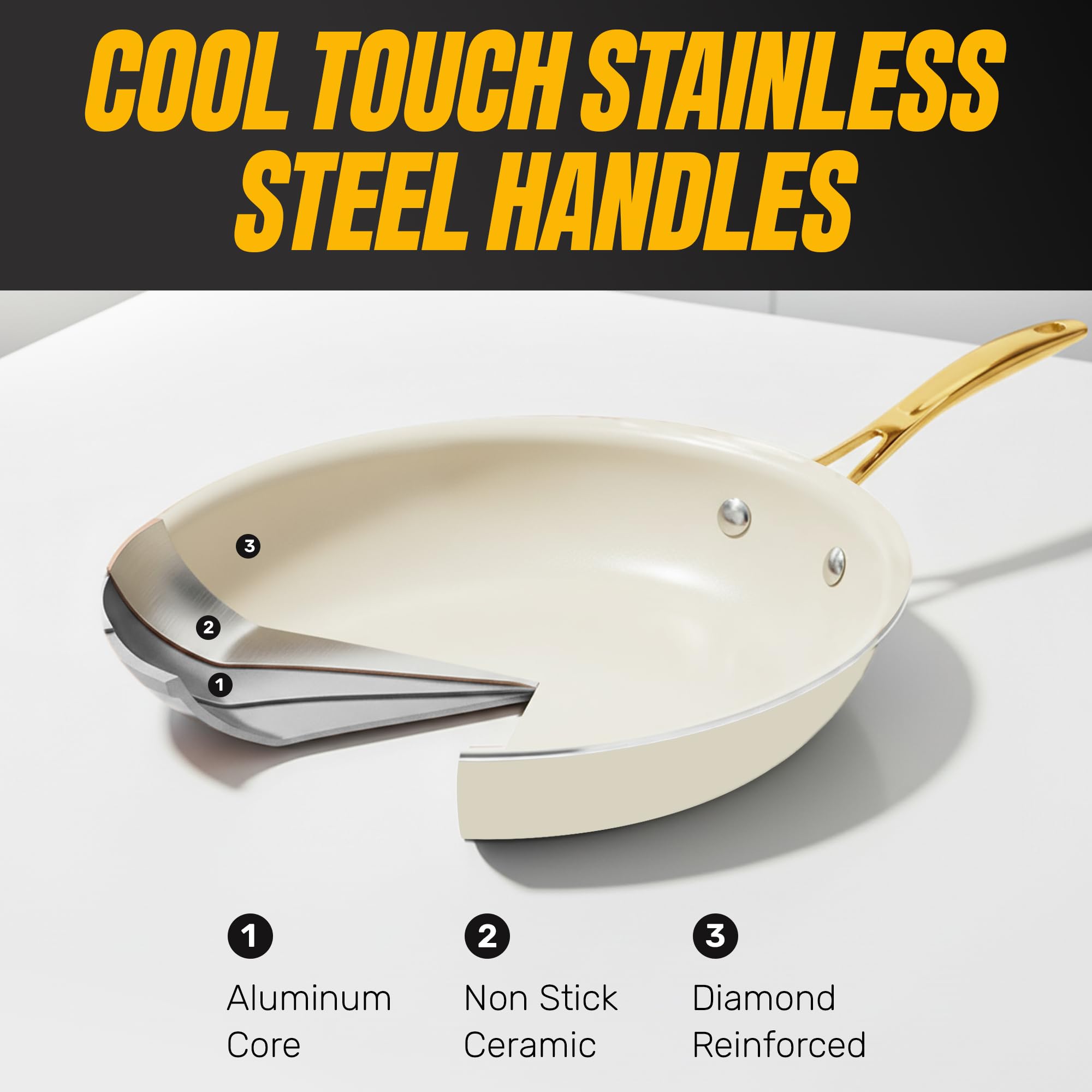 GOTHAM STEEL 15 Pc Pots and Pans Set Non Stick Ceramic Cookware Set