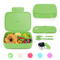 ANDMOON Bento Lunch Box with Kids/Adults, 5 Compartments Leakproof Lunch Container with Dressing Cup, Eco-Friendly Double Insulated Boxes, Dishwasher and Microwave Safe, BPA-Free (green)