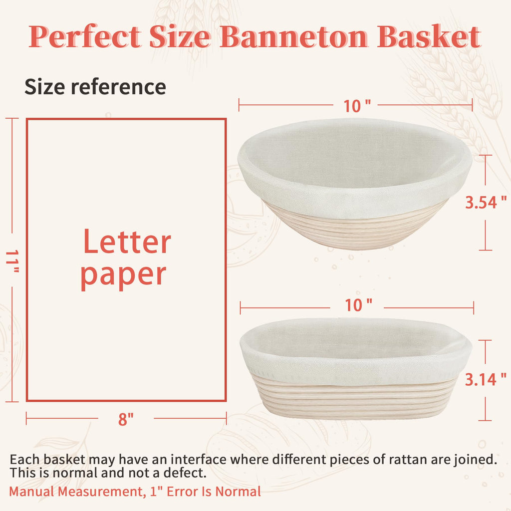 Aliggbent 38Pcs Sourdough Starter Kit, Rattan Banneton Proofing Baskets Jar