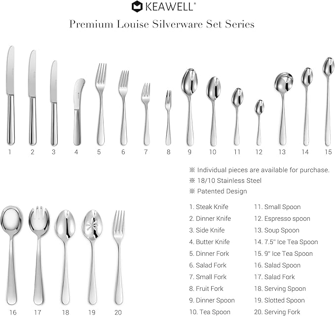 KEAWELL Premium Louise Demitasse Espresso Spoons, 18/10 Stainless Steel, 4.4-Inch Small Size, Dishwasher Safe (4.4 inches, 12)