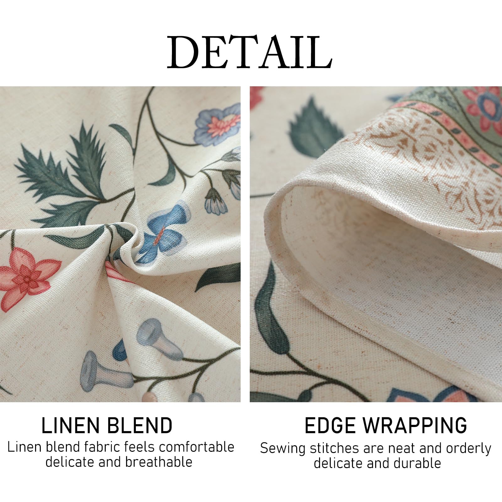 ISAENNE Designer French Linen Tablecloth Rectangular,79"x55"-Daffy